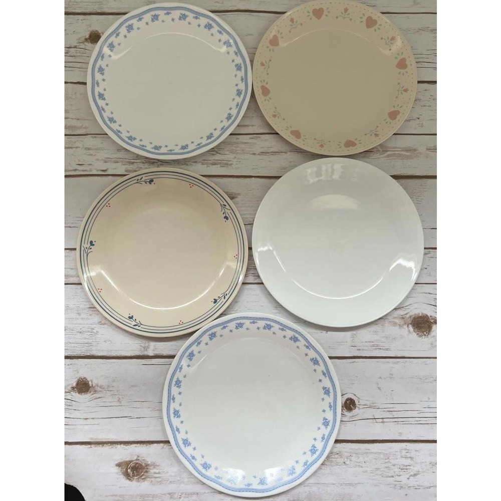 Corelle CorningWare Preowned Dinner Plates Bowl Blue Floral Rosemarie 5pc 10in